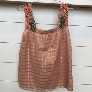 Anthropologie Sparkle gold Tank